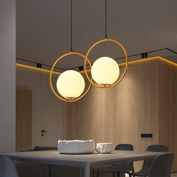 Ring Globe Single Pendant Light Glass Globe Contemporary Minimalist